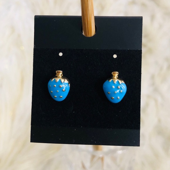 Jewelry - New! 18K Blue Strawberry Stud Earrings